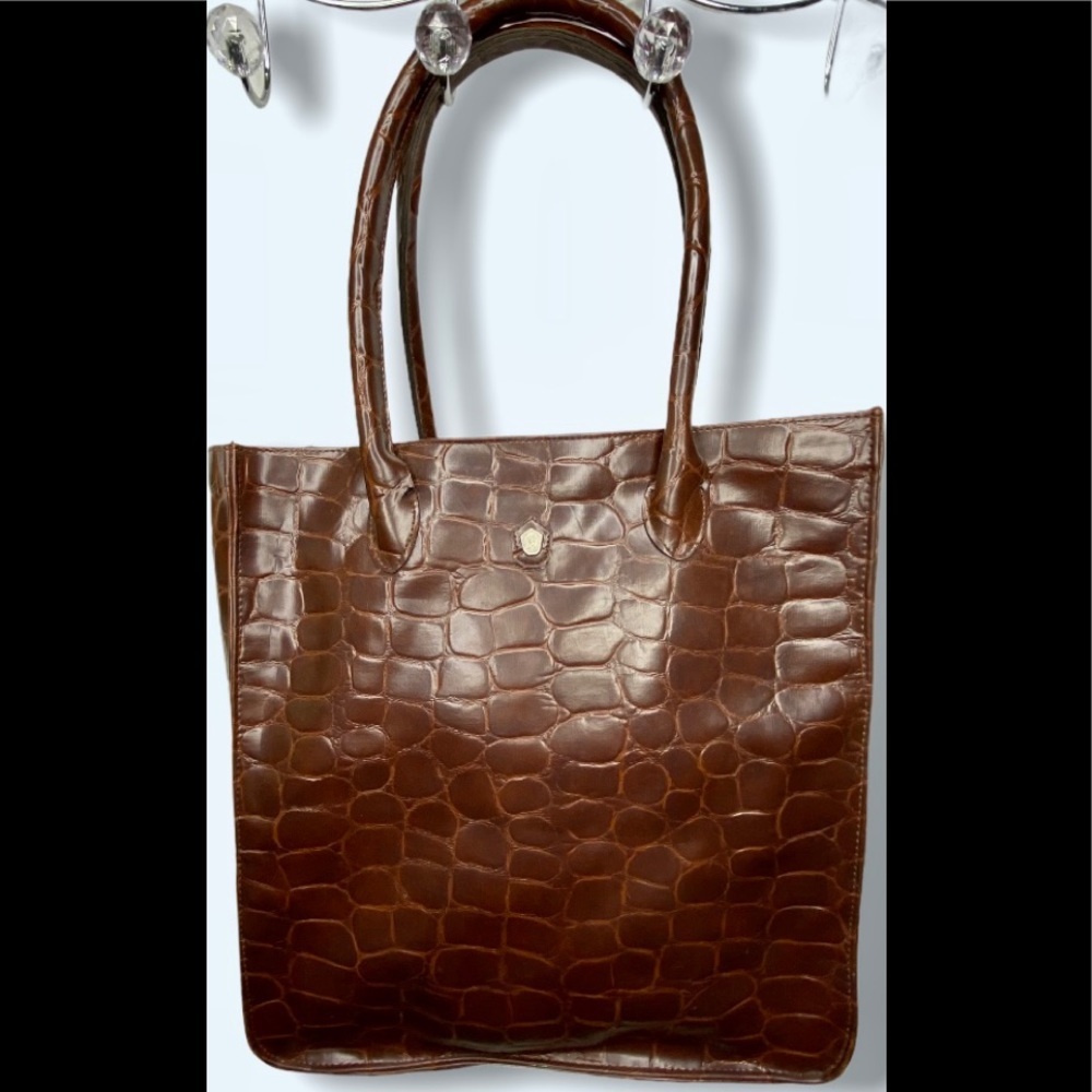 Ralph Lauren Signature Safari Croc Embossed Tote